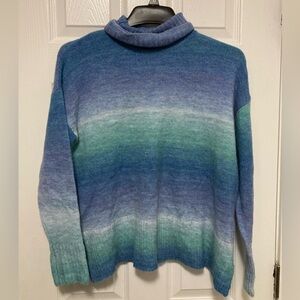 *Theo & Spence Gradient Blue & Green Women's Wool Blend XS Turtleneck Sweater #I